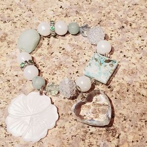 Handmade Pale Turquoise and White Bracelet